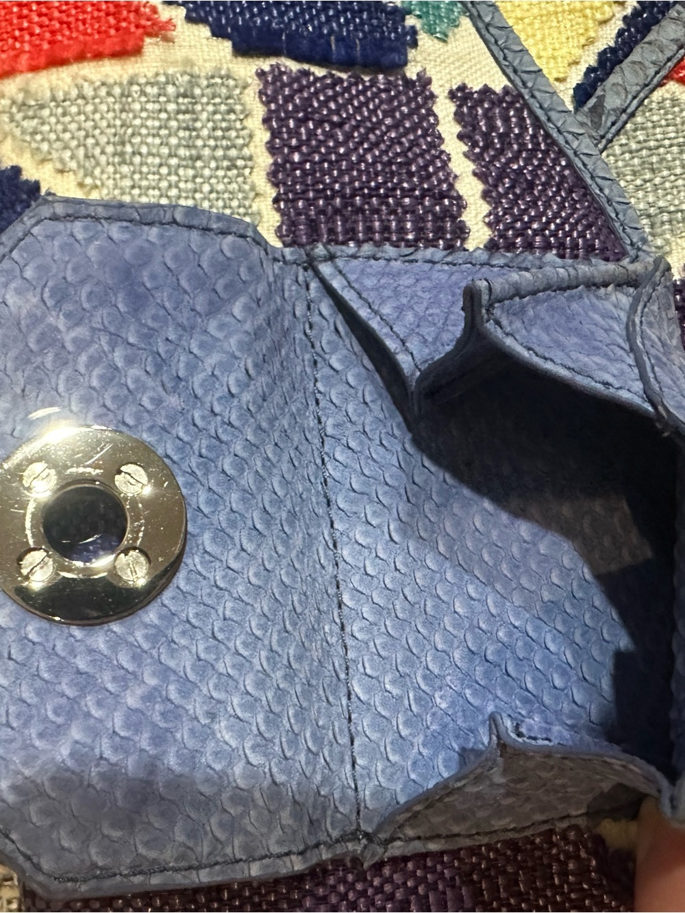 Rare Henri Bendel Woven Geometric Navy Clutch Bag Vintage - Picture 12 of 12
